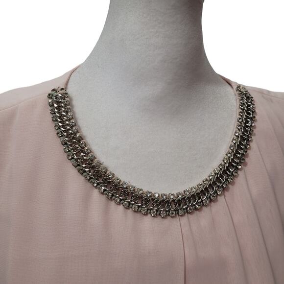 Blush Pink Chain Collar Tiered Dress DB EST 1962 Sz 6 Minimalist Cocktail Party - Picture 9 of 9